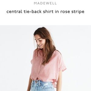 Madewell SM tie-back central shirt in rose stripe